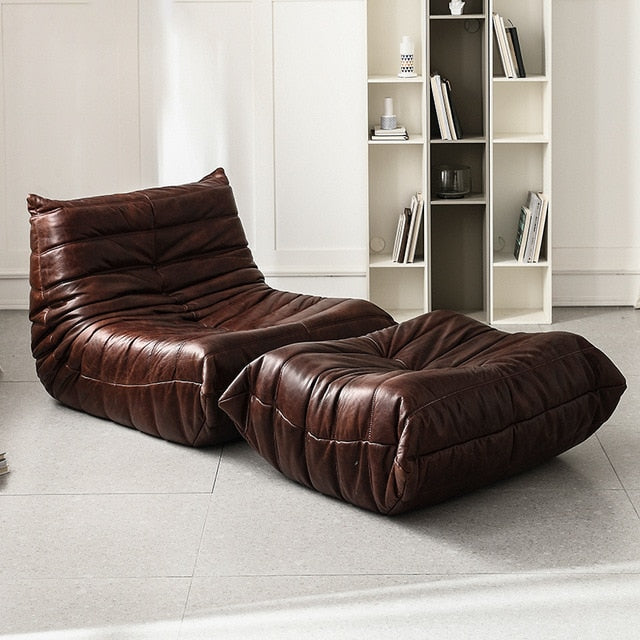 Brown leather togo sofa