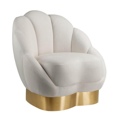 White cotton loungechair with golden foot.