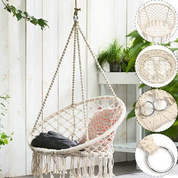 Boho hammock chair white made from cotton